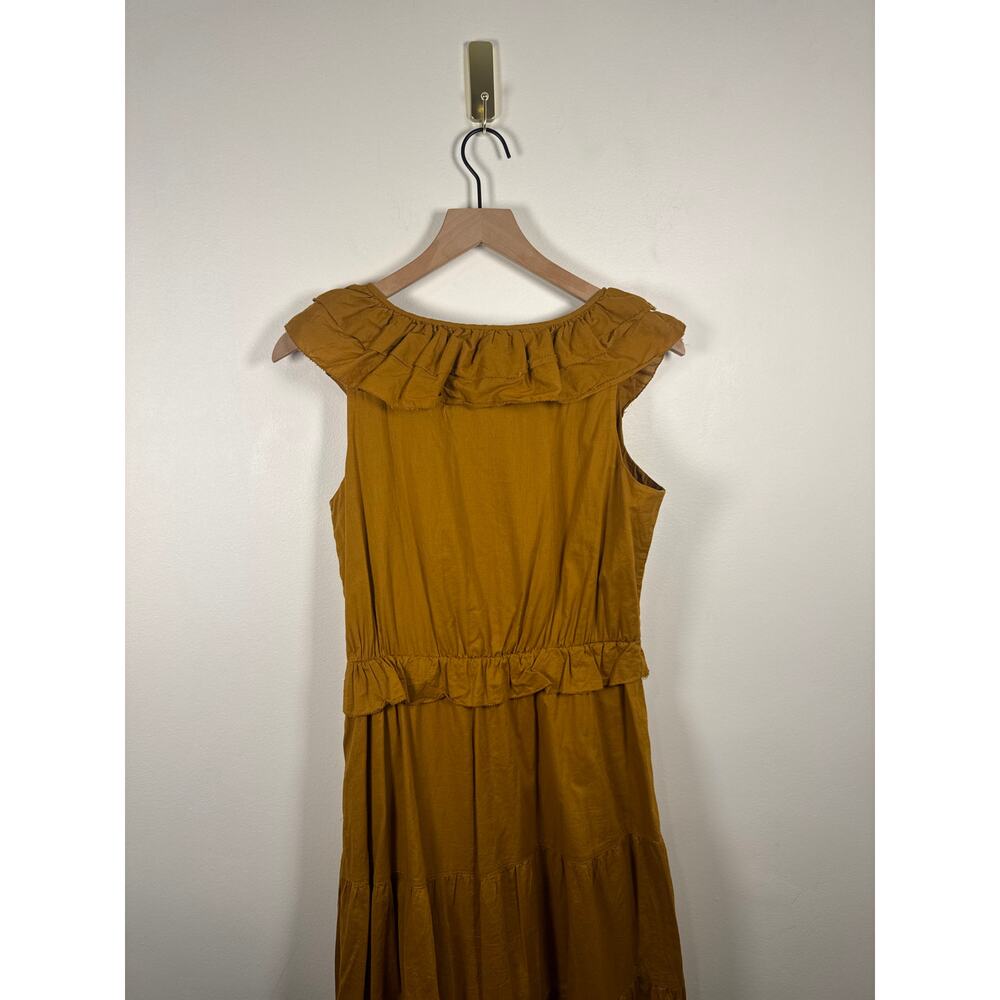 J.Crew Ruffle-Front Cotton Maxi Dress in Mustard, Size 6 - Picture 7 of 8